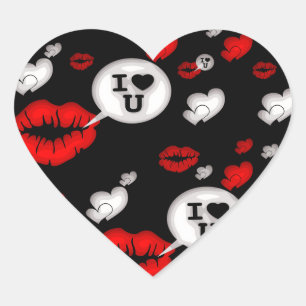Lippen und Liebe Herz-Aufkleber