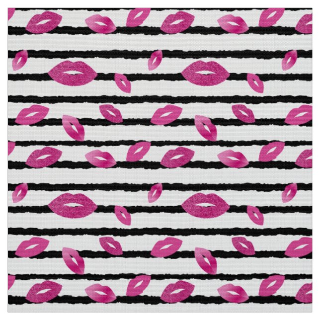 Lippen und Lippenstift mit rosa Glitzer Stoff (Muster)