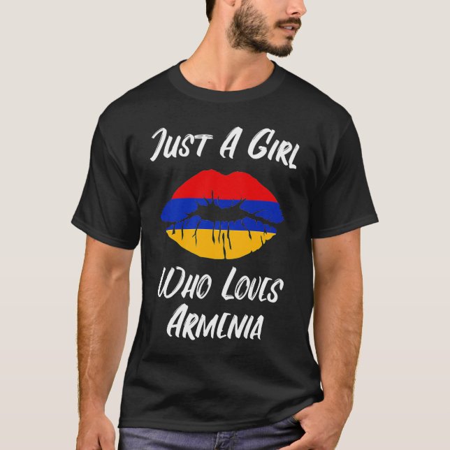 Lippen und Mund-Liebe Armenische Flagge T-Shirt (Vorderseite)