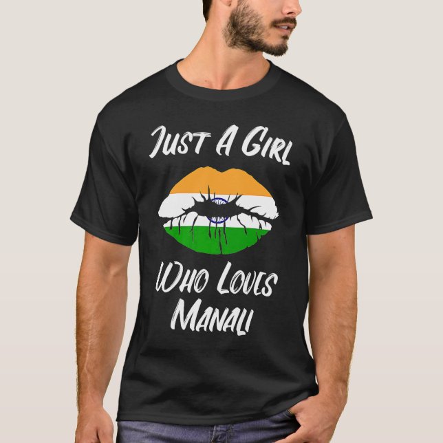 Lippen und Mund Liebe Indische Flagge Manali T-Shirt (Vorderseite)