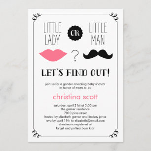 Lippen und Mustache Gender Reveal Baby Dusche einl Einladung