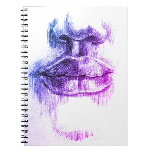 Lippen und Nase, die, Bleistiftkunst Notizbuch Notizblock (Vorderseite)