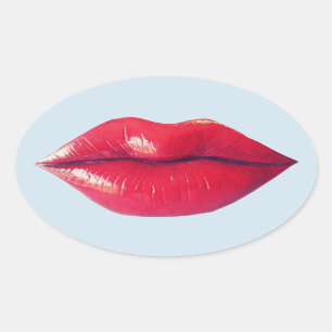 Lippenaufkleber, große saftige rote ovaler aufkleber