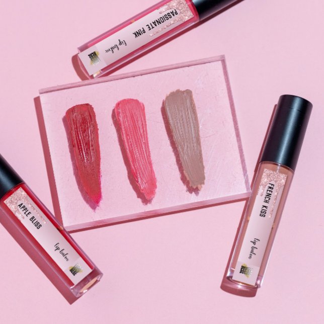 Lippenbalken mit Logo-Rose Gold Glitzer Tropfen Etiketten (Von Creator hochgeladen)