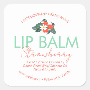 Lippenbalsam-Peelings-Verpackung Erdbeere Quadratischer Aufkleber