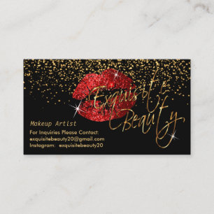 Lippenfarbe mit Gold Confetti und Hübsche Rote Lip Visitenkarte