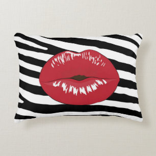 Lippenkußmode-Glamourmake-upschönheit Zebra Zierkissen