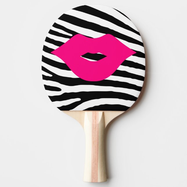 Lippenkußmodeschönheits-Glamour girly Zebra Tischtennis Schläger (Vorderseite)