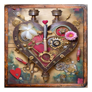 Lippenstift Blumen Herz Steampunk Serie Fotodruck