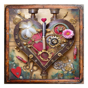 Lippenstift Blumen Herz Steampunk Serie Fotodruck