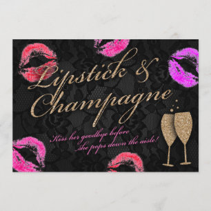 Lippenstift & Champagner Junggesellinnenabschied Einladung