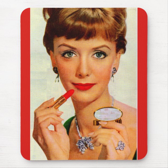 Lippenstift-Dame der 60er Jahre Mousepad (Vorne)