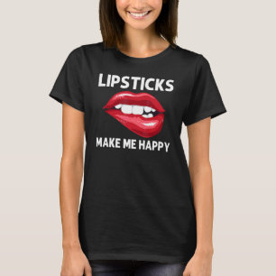 Lippenstift Für Frauen Mädchen Lippen Beißen Rote T-Shirt