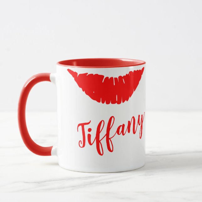 Lippenstift-Kennzeichen Ihr Name Tasse (Links)
