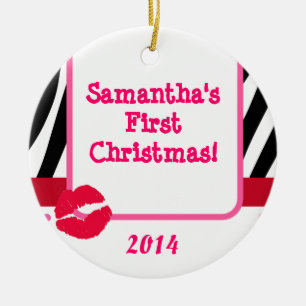 Lippenstift-Kuss-Druck personalisierter Namensschm Keramikornament