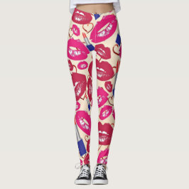 Lippenstift-Kuss-Muster Leggings