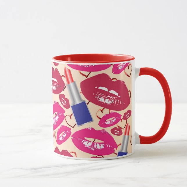 Lippenstift-Kuss-Muster Tasse (Rechts)