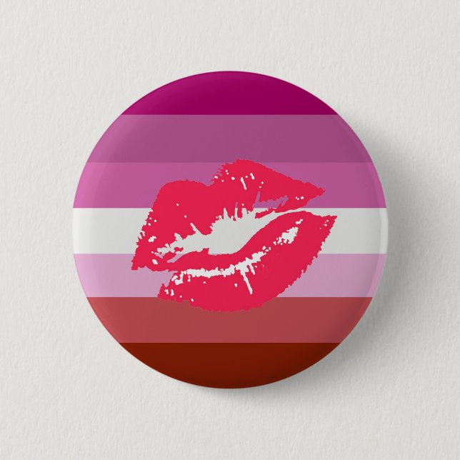 Lippenstift-Lesben-Flagge Button (Vorderseite)