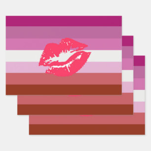 Lippenstift-Lesben-Stolzflagge Geschenkpapier Set