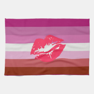 Lippenstift-Lesben-Stolzflagge Geschirrtuch