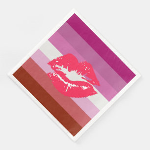 Lippenstift Lesbische Pride-Flagge Serviette