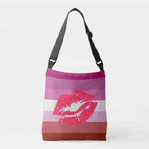 Lippenstift-lesbische Stolz-Flagge Tragetaschen Mit Langen Trägern