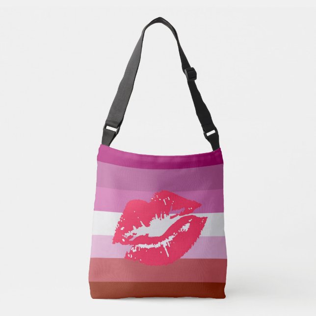 Lippenstift-lesbische Stolz-Flagge Tragetaschen Mit Langen Trägern (Vorderseite)