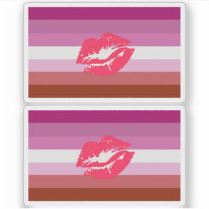 Lippenstift Lesbischer Stolz Flagge und Lippen Aufkleber