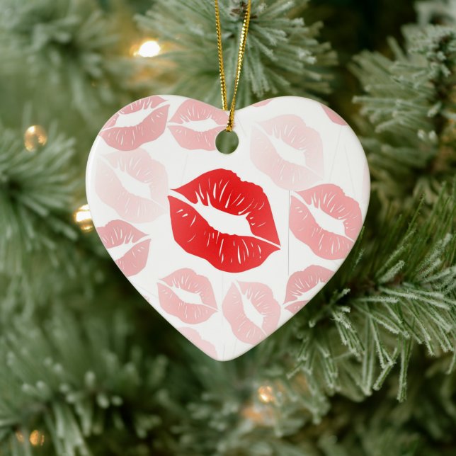Lippenstift-Lippen Keramik Ornament (Baum)
