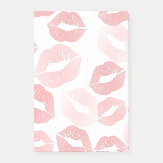Lippenstift-Lippen Post-it Klebezettel (Vorderseite)