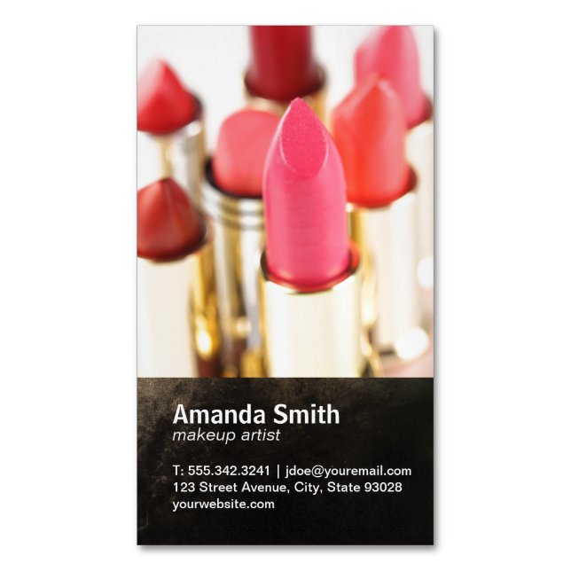 Lippenstift | Makeup Artist Magnetische Visitenkarte (Vorderseite Vertikal)