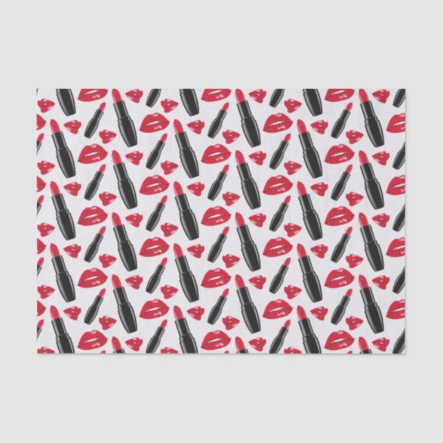 Lippenstift-und LippenTupfen-Muster Seidenpapier (Vorderseite)