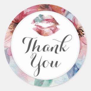 Lippenstift Verteiler Watercolor Kiss Danke Runder Aufkleber