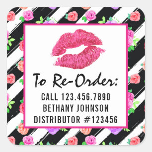 Lippenstift-Vertrieb Glam Rose Kiss Nachbestellung Quadratischer Aufkleber