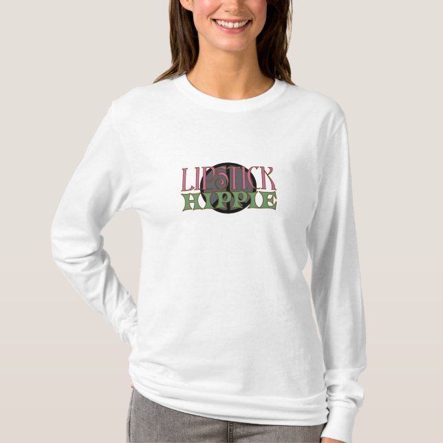 Lippenstifthippie-Kapuzenpulli T-Shirt (Vorderseite)