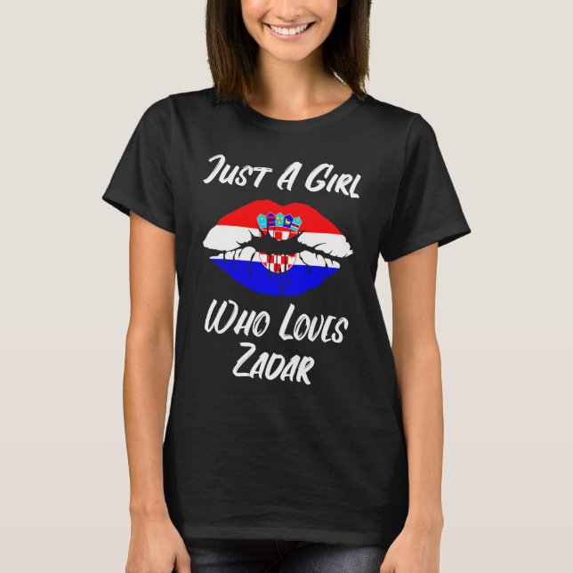 Lips and Mouth Love Croatian Flag Zadar T-Shirt (Vorderseite)