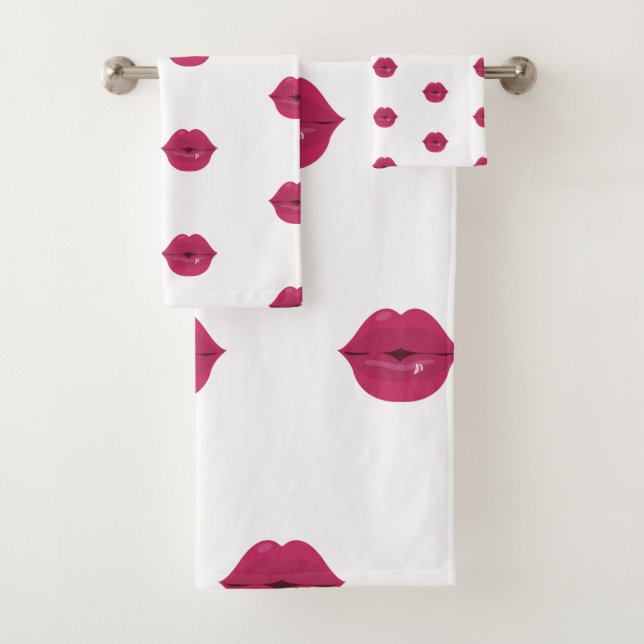Lips Duschvorhang Rosa Kiss Lipstick Badhandtuch Set (Insitu)
