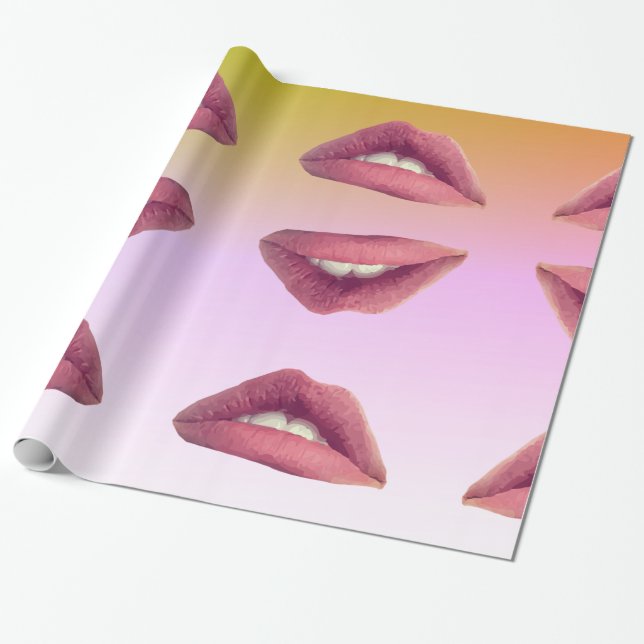 Lips glänzendes Wrapping Paper, 30 in x 2 ft Geschenkpapier (Ungerollt)