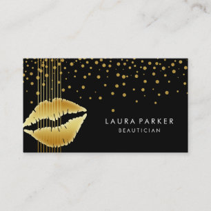 Lips Gold Black Stripes Makeup Artist Beautician Visitenkarte
