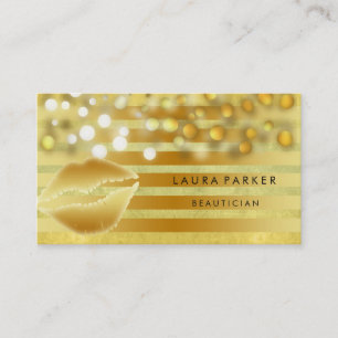 Lips Gold Golden Stripes Makeup Artist Beautician Visitenkarte