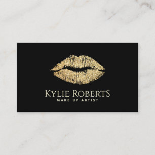 Lips Gold Schwarz Eleganter Makeup-Artist Schönhei Visitenkarte