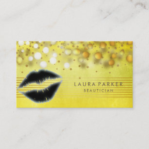 Lips Gold Streifen Makeup Artist Beautician Visitenkarte