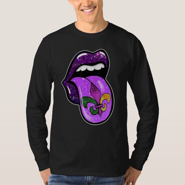 Lips Mardi Gras Carnival Purple Fleur De Lis Women T-Shirt (Vorderseite)