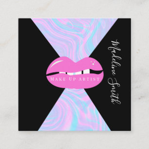 Lips Marmor Abstract Pink  Visagist   Quadratische Visitenkarte