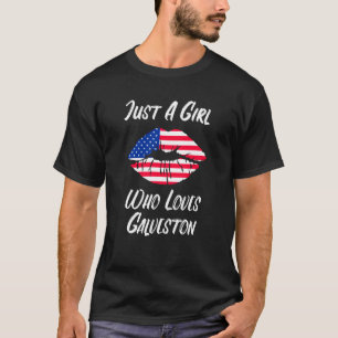 Lips Mouth Liebe American Flag Galveston T-Shirt