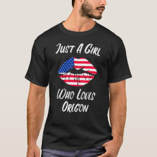 Lips Mouth Liebe American Flag Oregon T-Shirt