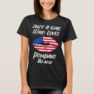 Lips Mouth Liebe American Flag Pompano Beach T-Shirt