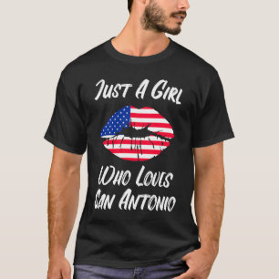 Lips Mouth Liebe American Flag San Antonio T-Shirt