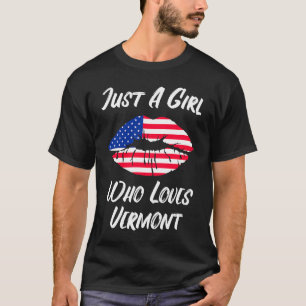 Lips Mouth Liebe American Flag Vermont T-Shirt