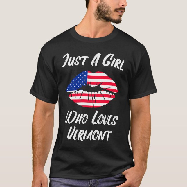 Lips Mouth Liebe American Flag Vermont T-Shirt (Vorderseite)